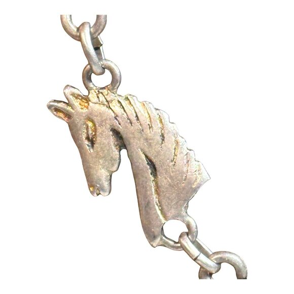 Vintage Silver Horse Head Necklace Equestrian Twisted Chain Southwest 31" - Picture 4 of 8